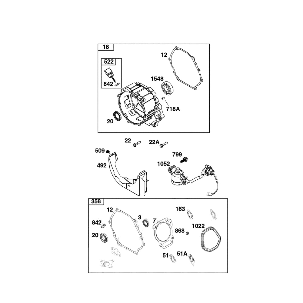 Engine >> Crankcase Cover/Sump/Lubrication Diagram and Parts List for 030732-00  Briggs and Stratton Generator